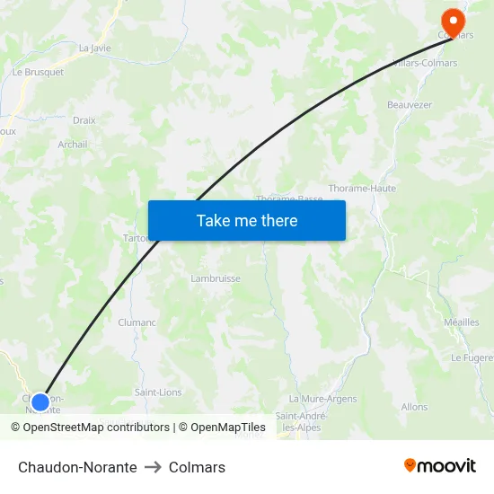 Chaudon-Norante to Colmars map