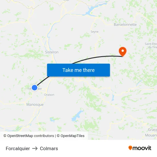 Forcalquier to Colmars map