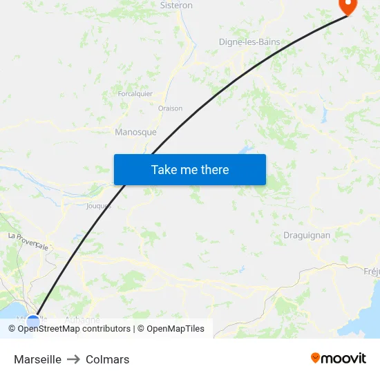 Marseille to Colmars map