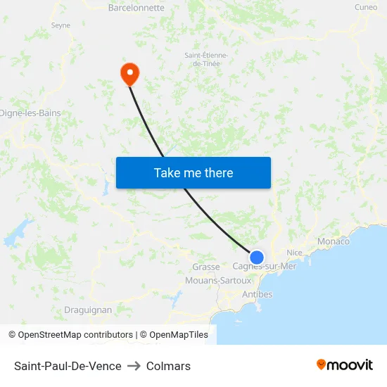 Saint-Paul-De-Vence to Colmars map
