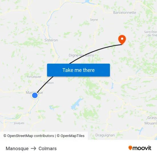 Manosque to Colmars map