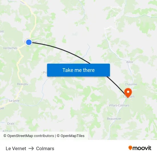Le Vernet to Colmars map