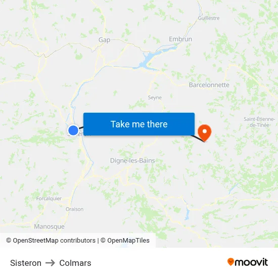 Sisteron to Colmars map