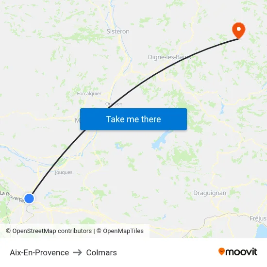 Aix-En-Provence to Colmars map