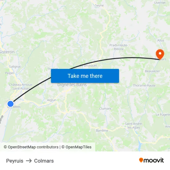 Peyruis to Colmars map