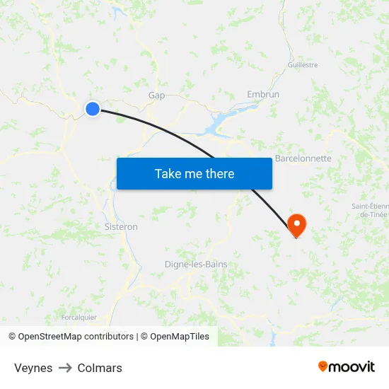 Veynes to Colmars map