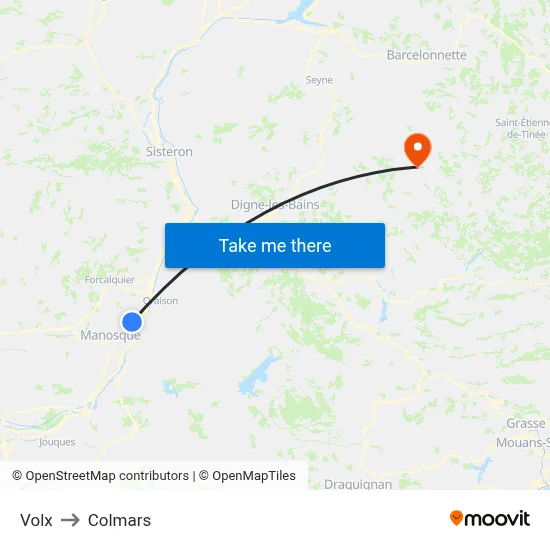Volx to Colmars map