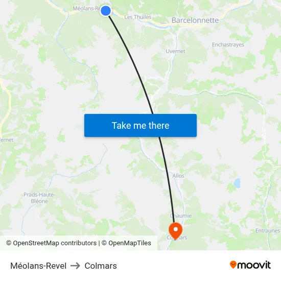 Méolans-Revel to Colmars map