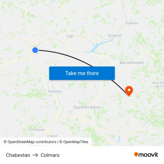 Chabestan to Colmars map