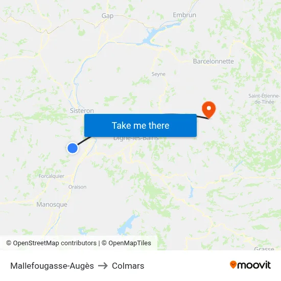 Mallefougasse-Augès to Colmars map