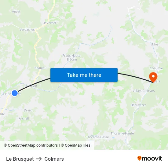 Le Brusquet to Colmars map