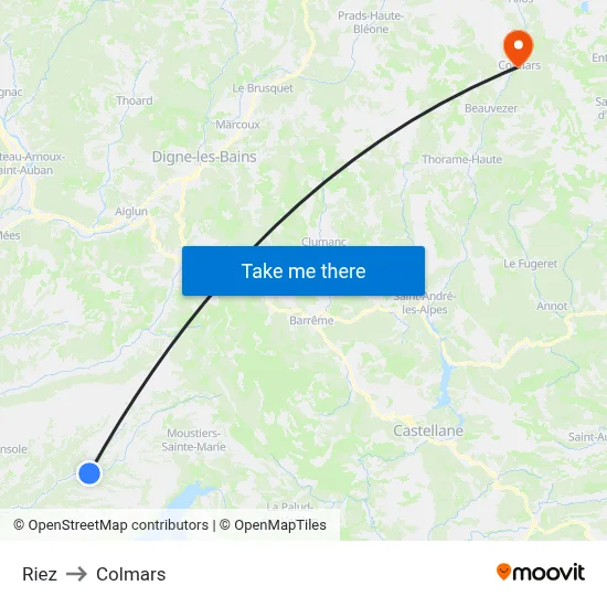 Riez to Colmars map