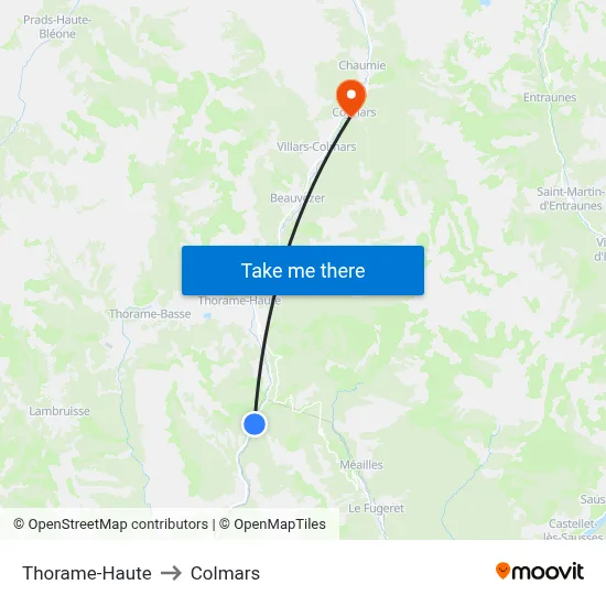 Thorame-Haute to Colmars map