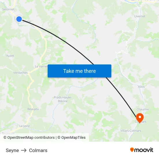 Seyne to Colmars map