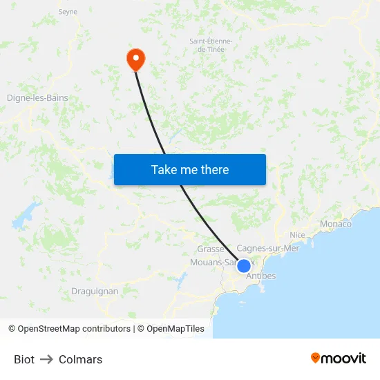 Biot to Colmars map