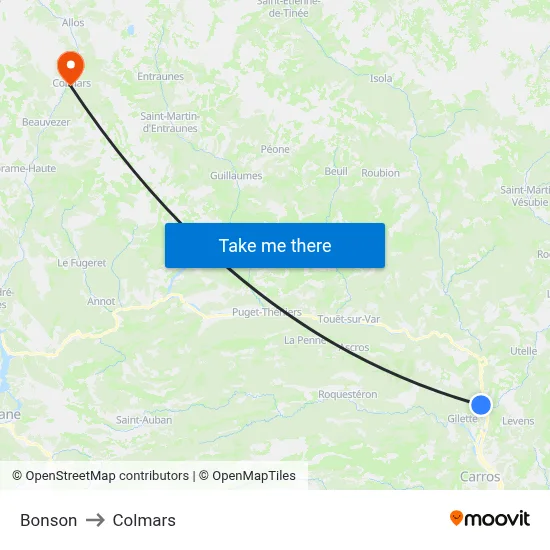 Bonson to Colmars map