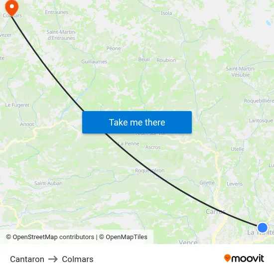 Cantaron to Colmars map