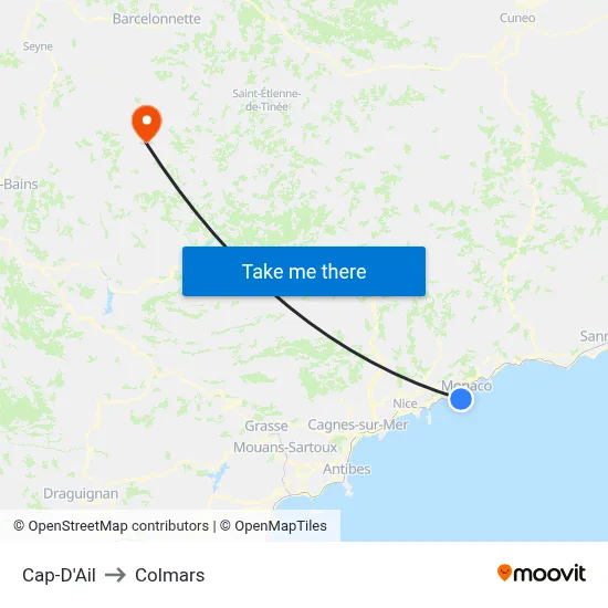 Cap-D'Ail to Colmars map
