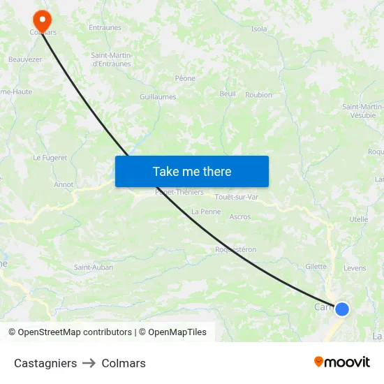 Castagniers to Colmars map