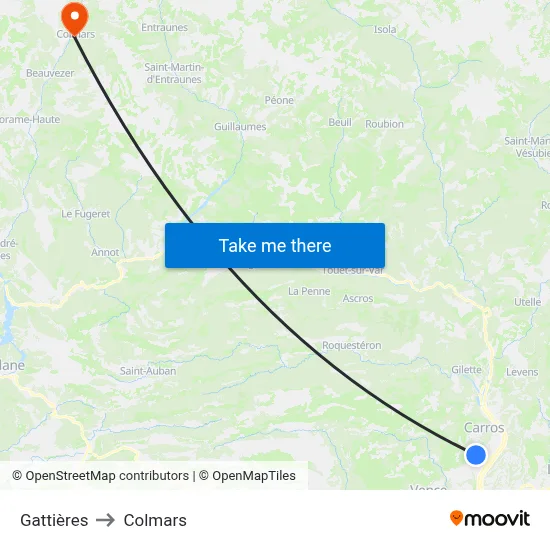 Gattières to Colmars map