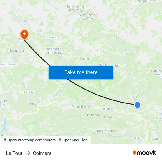 La Tour to Colmars map