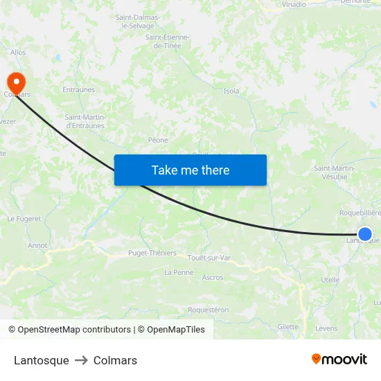 Lantosque to Colmars map