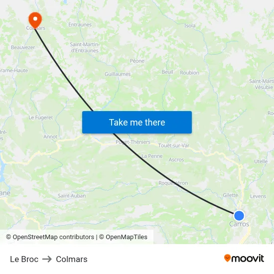 Le Broc to Colmars map