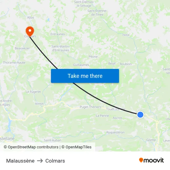 Malaussène to Colmars map