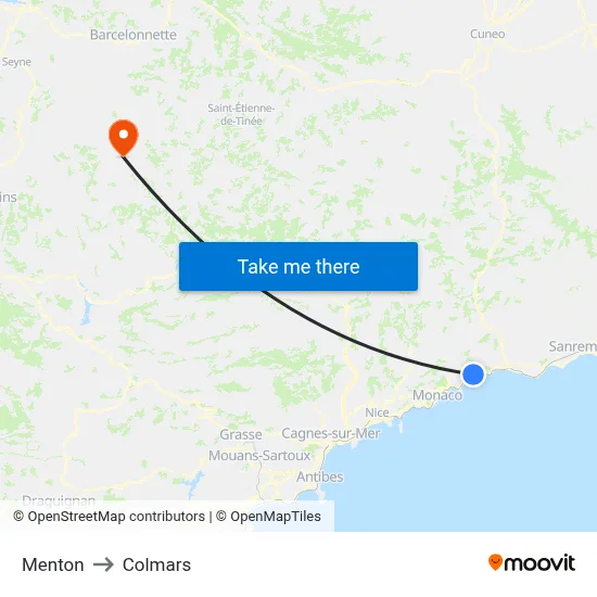 Menton to Colmars map