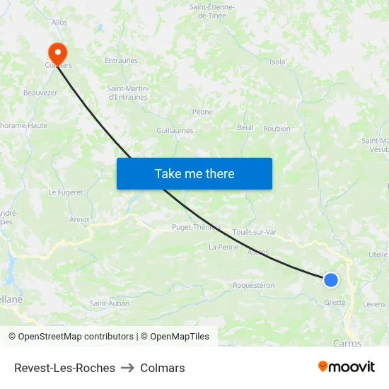 Revest-Les-Roches to Colmars map