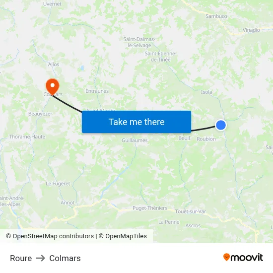 Roure to Colmars map