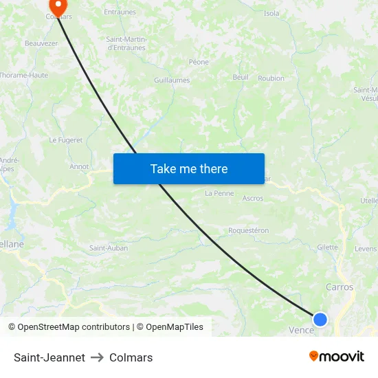 Saint-Jeannet to Colmars map