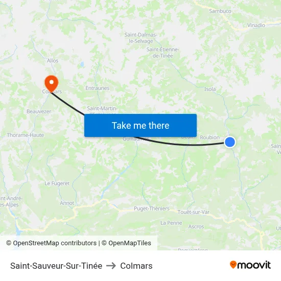 Saint-Sauveur-Sur-Tinée to Colmars map