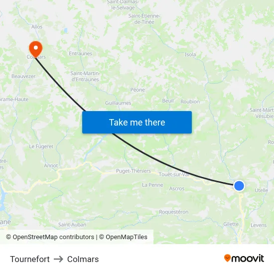 Tournefort to Colmars map