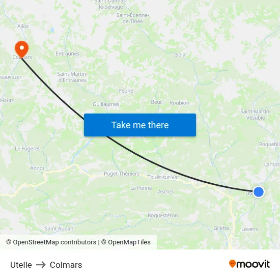 Utelle to Colmars map