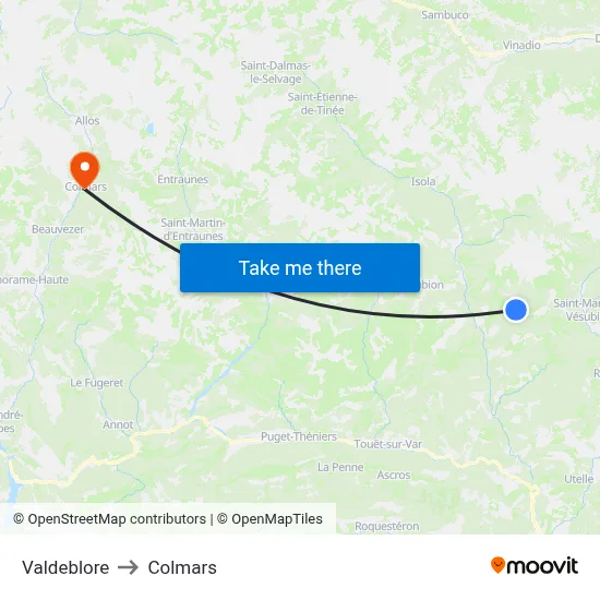 Valdeblore to Colmars map