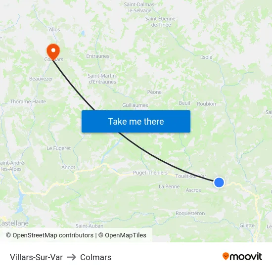 Villars-Sur-Var to Colmars map