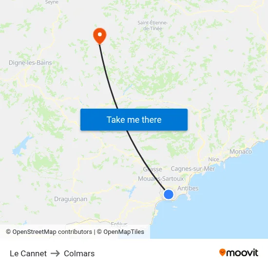 Le Cannet to Colmars map