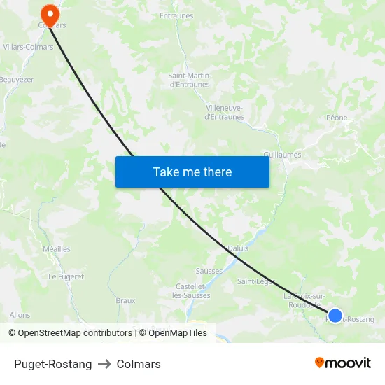 Puget-Rostang to Colmars map