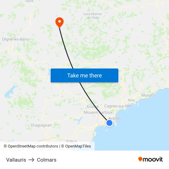 Vallauris to Colmars map