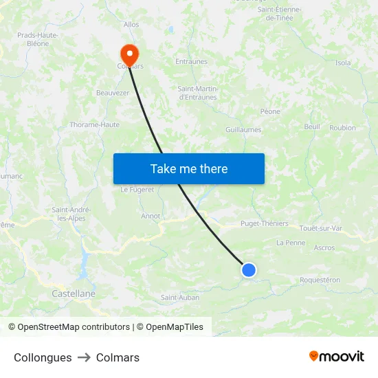 Collongues to Colmars map