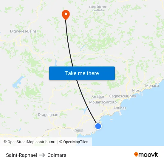 Saint-Raphaël to Colmars map