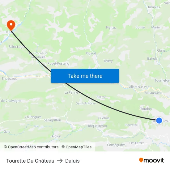 Tourette-Du-Château to Daluis map