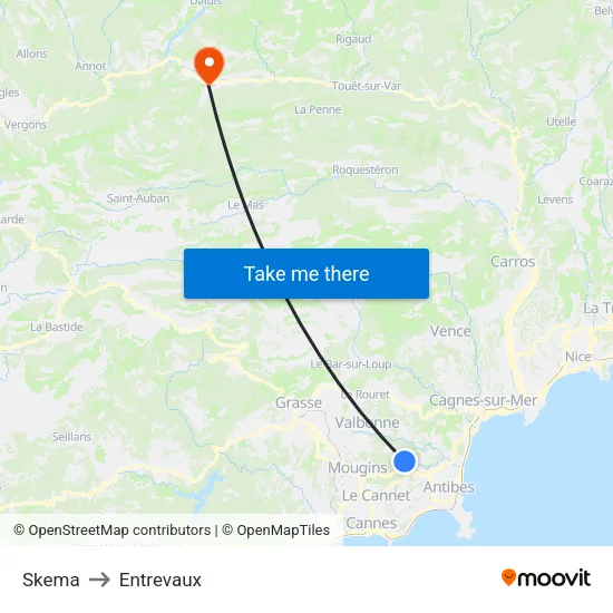 Skema to Entrevaux map