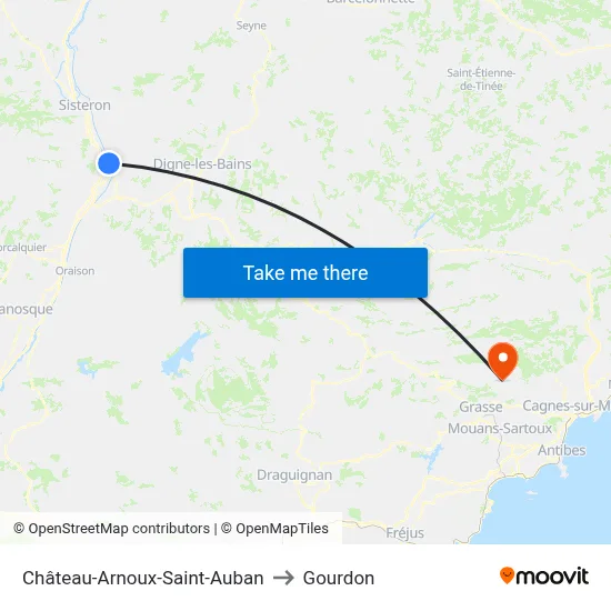 Château-Arnoux-Saint-Auban to Gourdon map