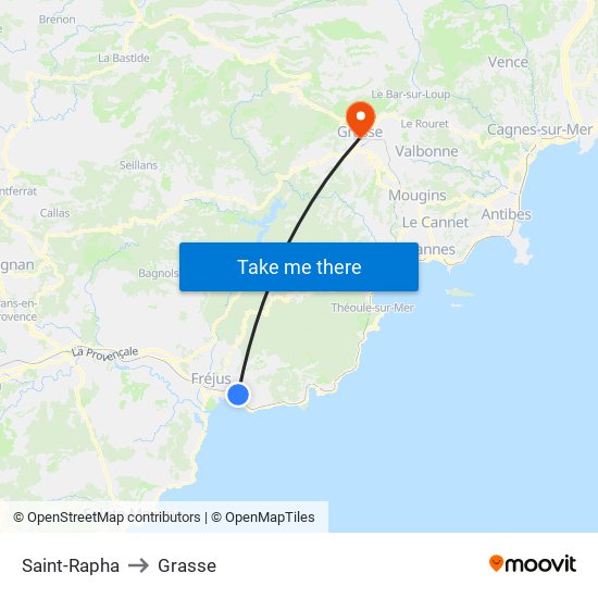 Saint-Rapha to Grasse map