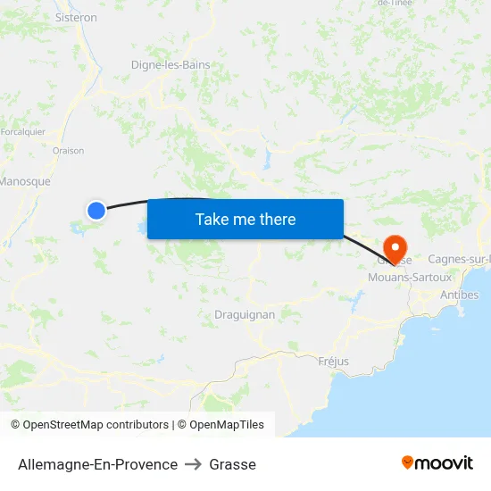 Allemagne-En-Provence to Grasse map