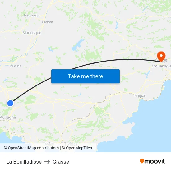 La Bouilladisse to Grasse map