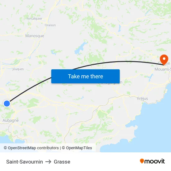 Saint-Savournin to Grasse map