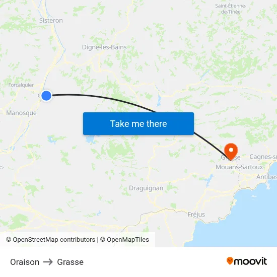 Oraison to Grasse map